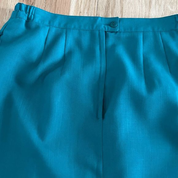 vtg 80s John Meyer of Norwich women's jacket skirt set size green teal 12 rayon - Picture 12 of 13